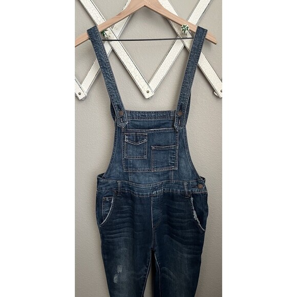 Free People size 27 Distressed Stretch Denim Overalls - Picture 2 of 13